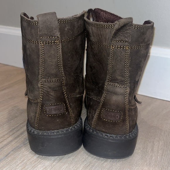 Polo Ralph Lauren Ranger Hi II USA flag Sweater Bear boots boys Youth LEON - Picture 8 of 15